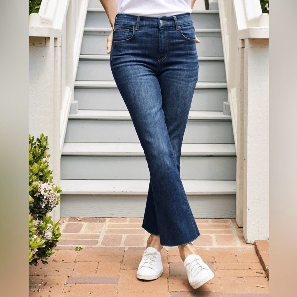 Frank & Eileen Killian Dark Blue Cropped Flare Jeans